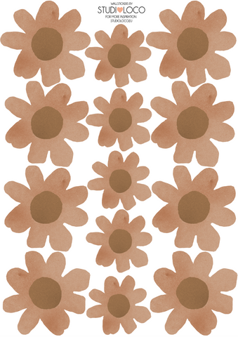 4 SHEETS OF WALLSTICKERS DAISIES RUST