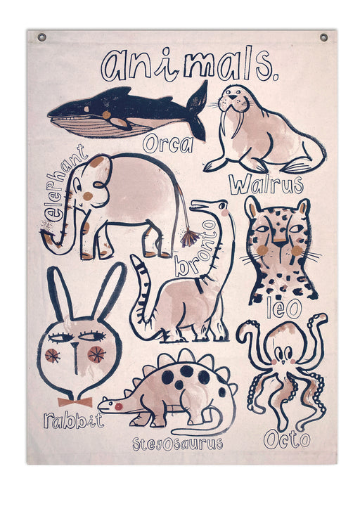 Organic Cotton/Canvas wallhanging/animals 100X70CM - studioloco