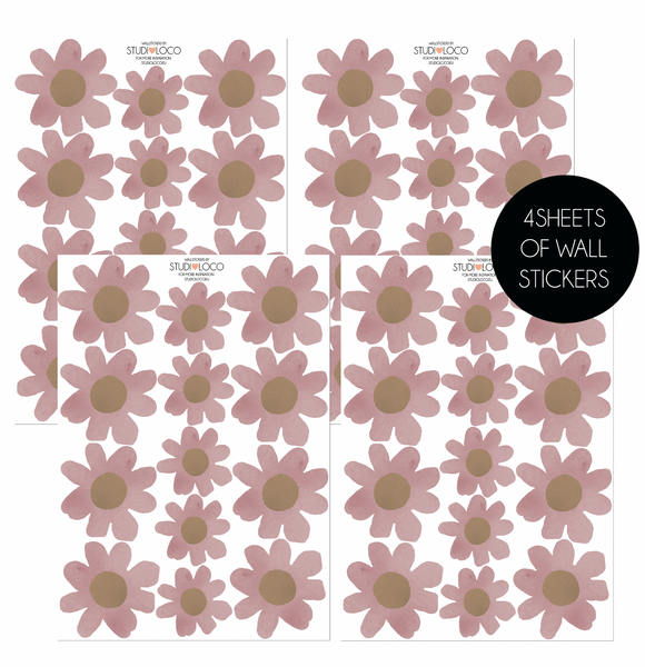 4 SHEETS OF WALLSTICKERS DAISIES purple