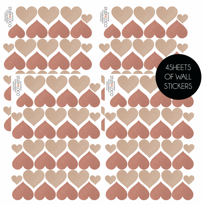 4 SHEETS OF WALLSTICKERS HEARTS - studioloco