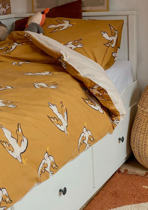 ORGANIC COTTON DUVET COVER/bird+free poster - studioloco